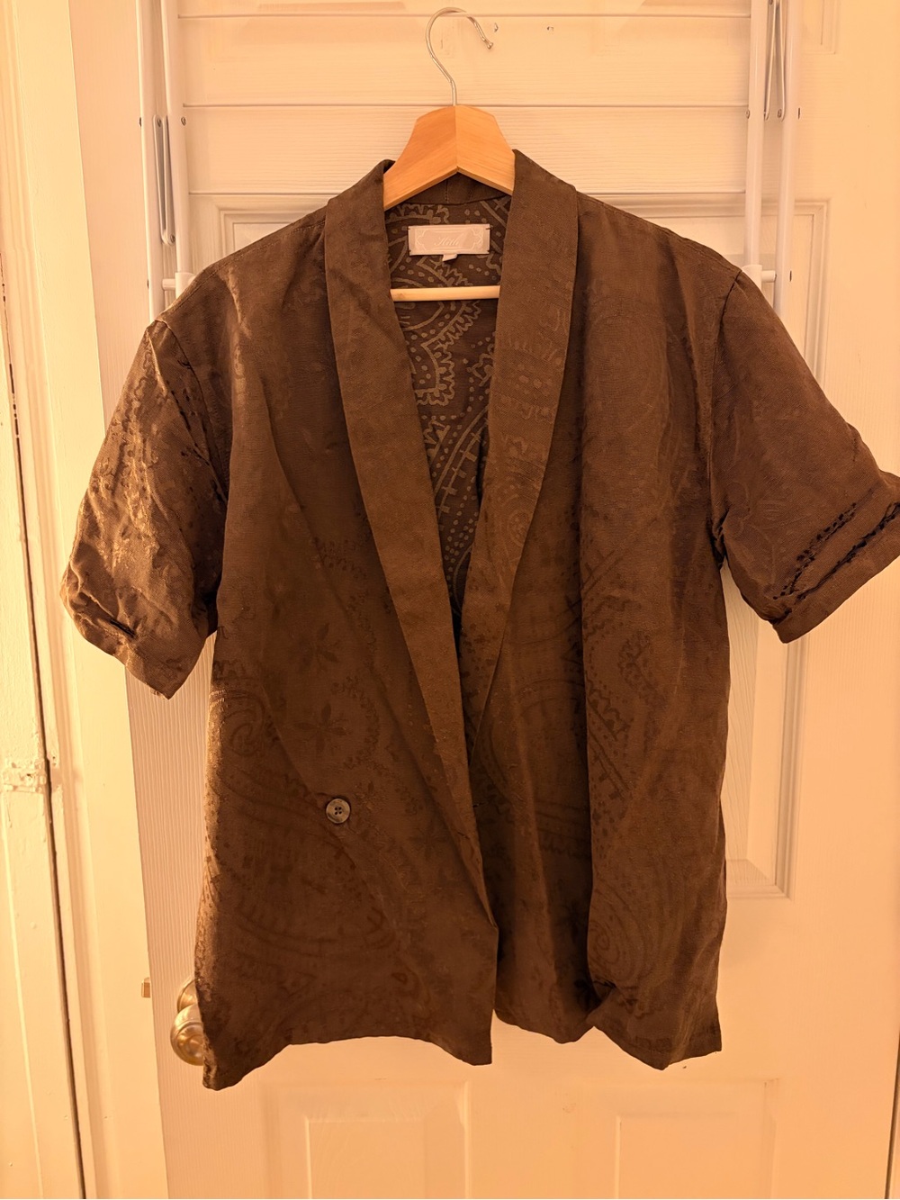 Kith Short-Sleeve Kimono Collar shirt in brown paisley